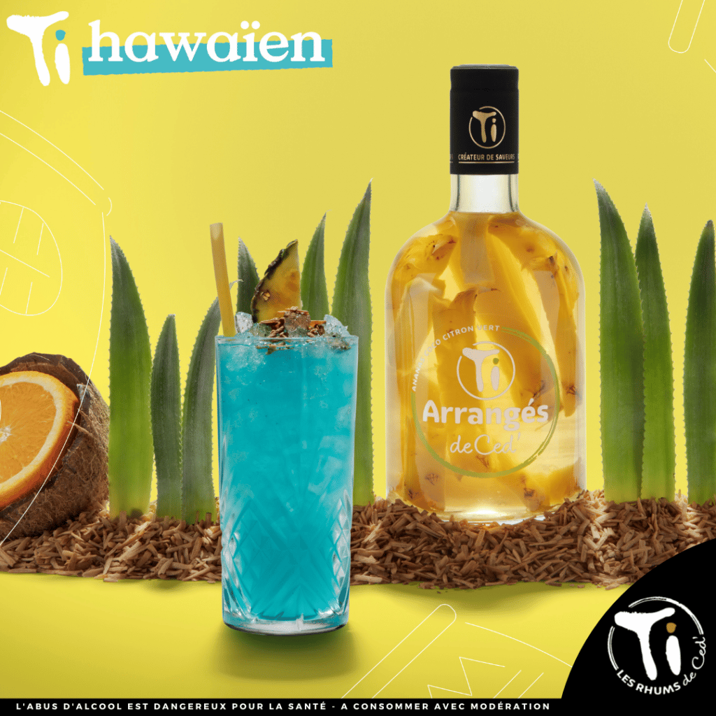 Ti Hawaien - Cocktail Ti Ced' réalisé avec la recette Ananas Coco Citron vert