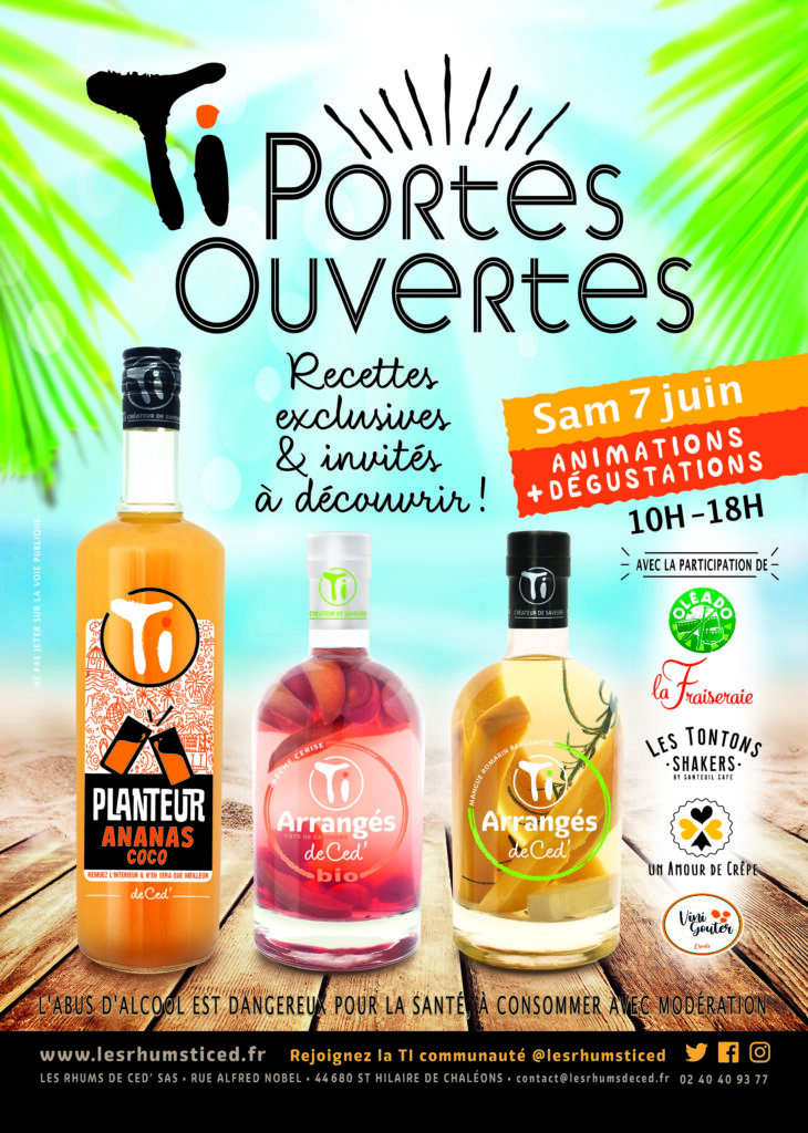 Les portes ouvertes de l'atelier des rhums arrangés Ti CED se déroulera le samedi 7 juin de 10H à 18H !
