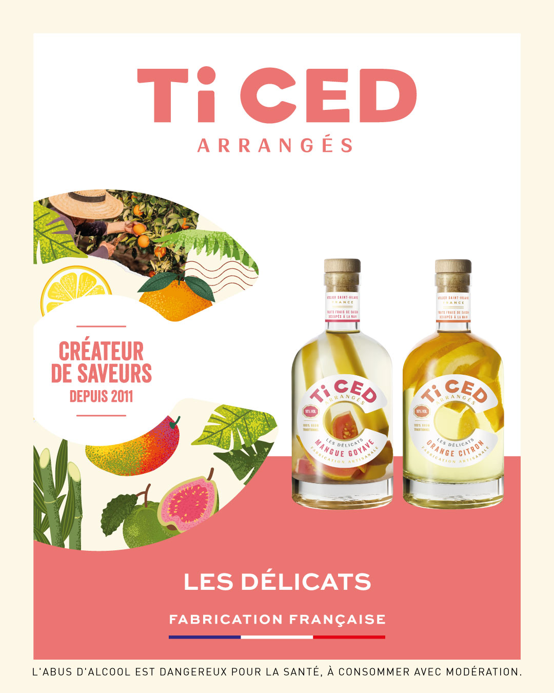 "Les Délicats" Ti CED est une nouvelle gamme d'arrangés, moins alcoolisée & moins sucrée, lancée à l'été 2025 exclusivement en cave & épicerie fine.